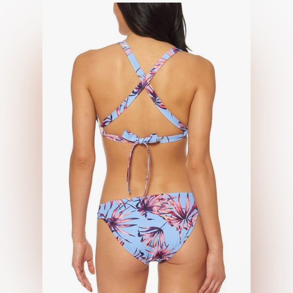 Jessica Simpson Blue and Pink Cross-Back Bikini